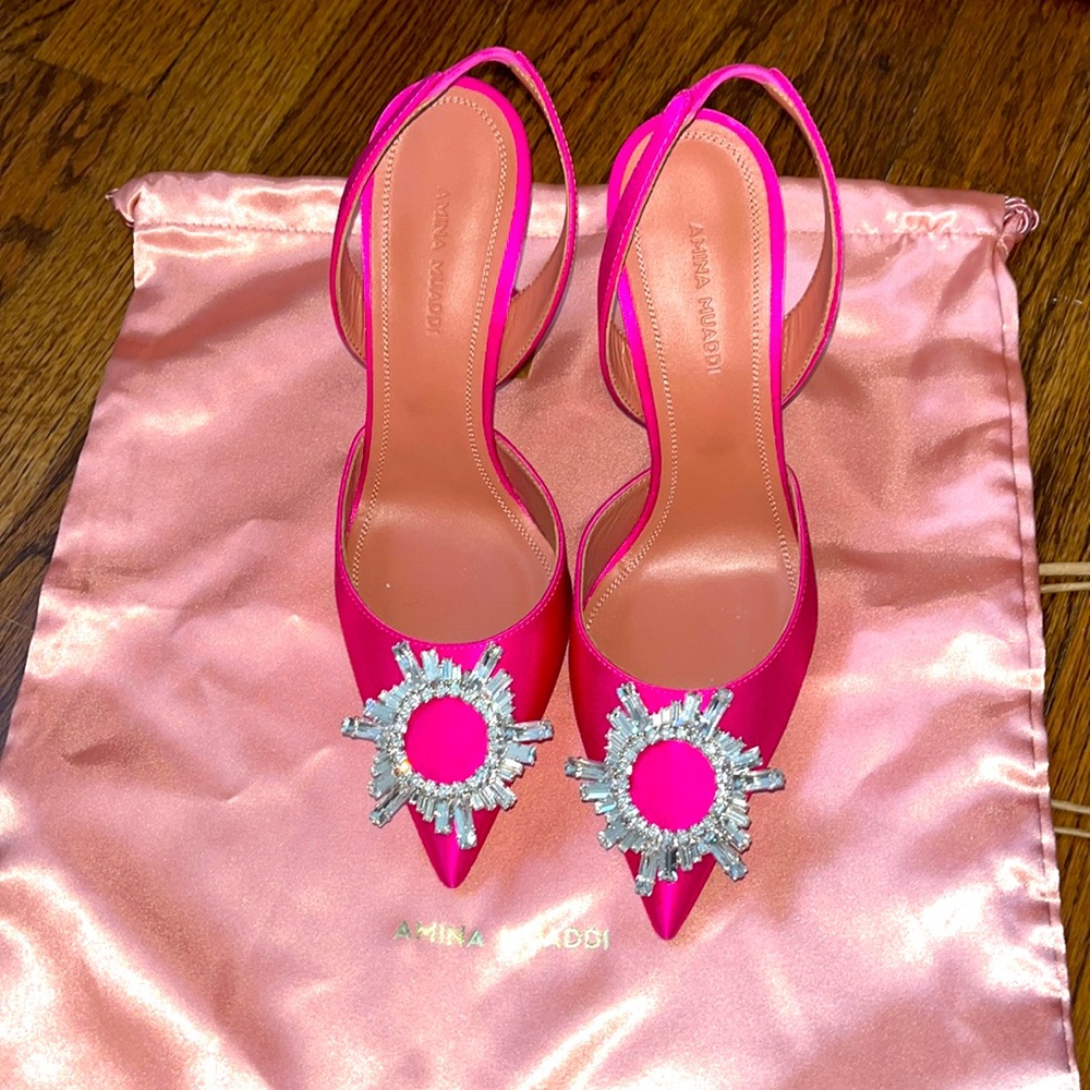 Amina Muaddi Fushia 36.5 - sold out everywhere!!! Purchased at Saks